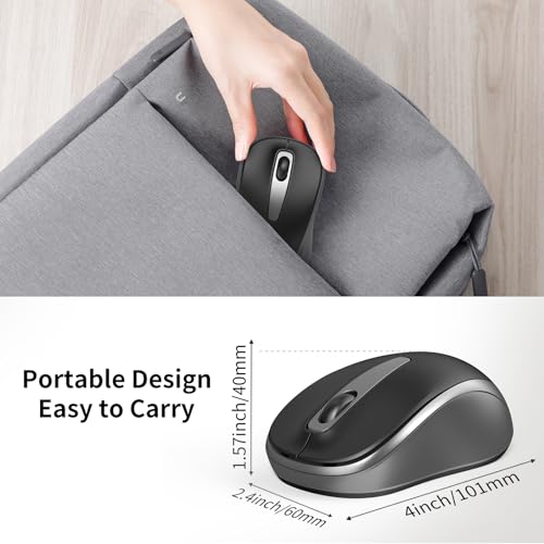 Wireless Mouse for Laptop, Silent Small Traval Mouse with USB, 2400 DPI, 2.4GHz Quiet Portable Computer Mice for Chromebook, Notebook