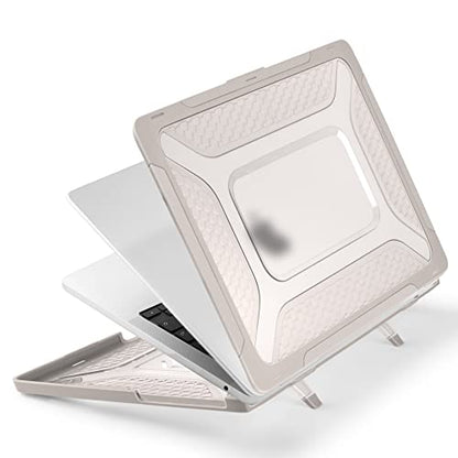 Batianda Extreme Heavy Duty Case for MacBook Air 13.6" 2026-2022, Khaki | Fits M5/M4/M3/M2 Chip Model, Anti-Slip Rubberized Stand Holds 25lbs, Honeycomb Rugged Matte Shell, Max Cooling & Stability - color: S-Rock Stone