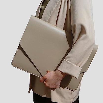 PU Leather Laptop Sleeve Compatible with New 15.3 inch MacBook Air 2023 2024, Surface Laptop 15, Surface Book 13.5, Surface Laptop Studio Color Khaki - color: Khaki, size: 14-15 Inch