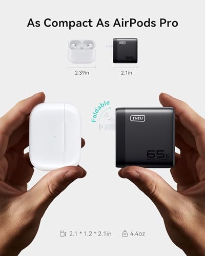 INIU 65W USB C Charger Block, 3-Port GaN Fast Charging Adapter with 100W Cable & Advanced Protection, Foldable Travel Charger for iPhone 17 16 15 Pro Max, iPad, Samsung S26 S25 Ultra, Pixel eReaders