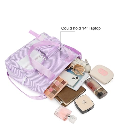 Phaoullzon Cute Messenger Bag Kawaii Crossbody Purse for Teen Shoulder Tote | Gifts for Girls/ Women, Nylon Japanese College Satchel Travel Work Gym Handbag - color: Stripes Purple, style: Large(could Fit 14" Laptop)