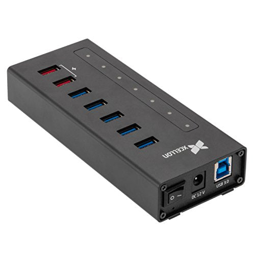 7-Port Powered USB 3.0 Slim Aluminum Hub with 2 Dual Data/Charging Ports