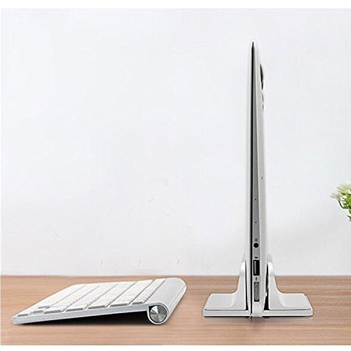 Vertical Laptop Stand for Desk [Adjustable] Sturdy Aluminum Dock Fits All Laptops (up to 20.3 inches) Space Saving, Modern Compact Holder, Compatible with MacBook Pro/Air, Surface, HP, Dell (Silver) - color: Sliver