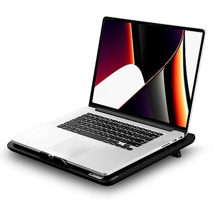 Laptop Cooling Pad, Mspine Laptop Cooler with 3 Blue Silent Fans, Ergonomic USB Powered Laptop Stand with Dual USB 2.0 Ports, Height-Adjustable Notebook Cooler for Notebook Under 17"- Black
