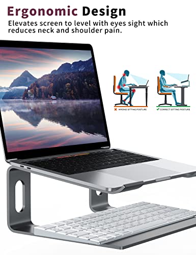 ALASHI Laptop Stand for Desk, Aluminum Computer Riser, Ergonomic Notebook Holder, Detachable Metal Laptops Elevator, PC Cooling Mount Support 10 to 15.6 Inches Notebook, Grey - color: C-Grey