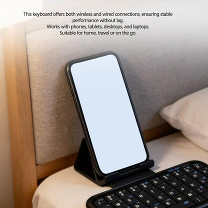 Fabater Bluetooth Keyboard, Wireless and Wired Dual Mode Portable Slim Design Travel Keyboard with Silent Keys and 300mAh Rechargeable Small for Laptop Tablet Phone (Backlit Black)