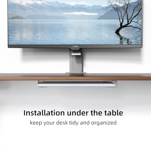 Clear Wall & Under Desk Laptop Mount Holder–Adhesive & Screw in,1.02"/ 26 mm,Anti-Scratch Pads,Universal for MacBooks,Surface,Keyboards,Tablets,Switch &More - color: Transparent