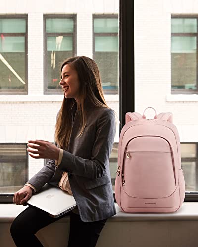 Travel Laptop Backpack Women, 17.3 Inch, Beige | Laptop Backpack, USB Charging Hole, Water Resistant, Large Capacity, College Bookbag - color: Beige, size: 17.3 Inch without Wheels