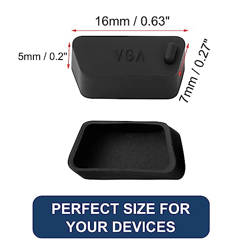 uxcell Silicone VGA Female Port Cover Anti Dust Cap, Port Plug Protector for D-Sub Serial 16mm x 9mm 10pcs Black