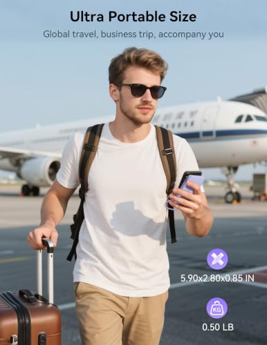Portable Charger 10000mAh 20W, Wall Plug, 2 Cables, iWatch Charging | Digital Display, Compact Lightweight, USB C Fast Charge, USB-A 18W, Multi Protection, Travel Essential, for iPhone 17 16, Pad - color: Lilac Purple