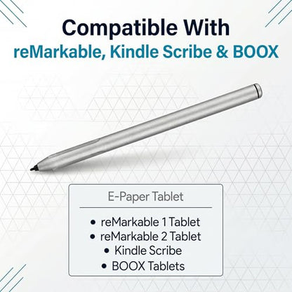 EMR Stylus Pen for Remarkable 2 / Remarkable 1, Kindle Scribe, BOOX Tablets, Battery-Free with Digital Eraser, 4096 Pressure Levels, Magnetic Pen Holder, 6 Replacement Nibs Included, Gray - style: 6 Pencil Tips-gray