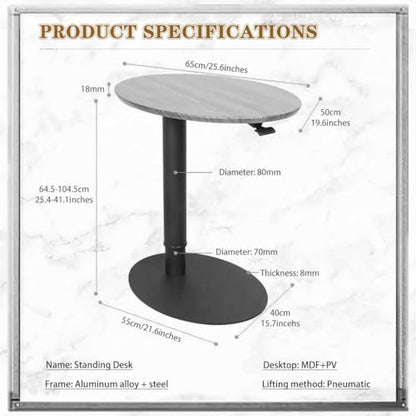 Large Creative Oval Laptop Table, Household Simple Standing Table, Height Adjustable Sofa Desk, Side Desk for Office Home Bedroom Use(White) - color: White