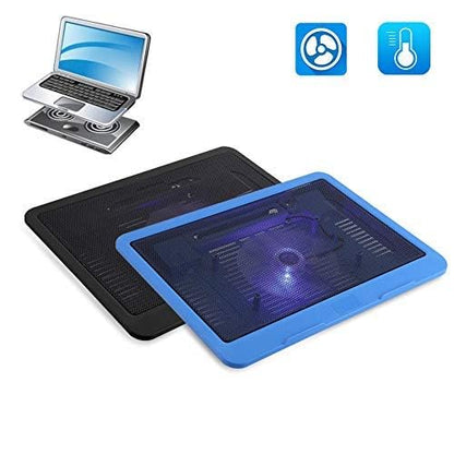 Laptop Cooling Pad, Portable Super Quiet Fans with Blue LEDs, Big Fan USB Powered Laptop Notebook Cooler Cooling Pad Stand for 14 inch or Below Laptop (Blue)