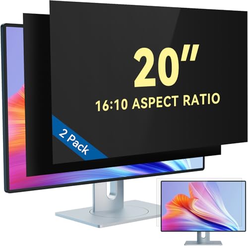 IPROKKO [2-Pack] 20 Inch Computer Privacy Screen Filter for 16:10 Widescreen Monitor, Removable 20in Anti Blue Light Glare Privacy Shield, Anti Spy Security Protector for Hp Dell Asus Acer Samsung - color: Black Monitor Screen, size: 2pcs-20inch 16:10