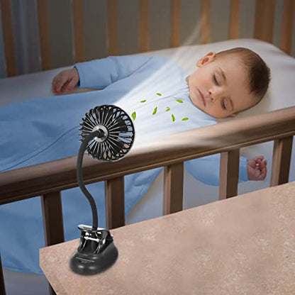 Clip on Fan Usb Battery Operated Desk Clip Fan with Emergency Power Bank, Baby Stroller Fan Rechargeable Personal Fan Flexible Neck 3 Speeds Great for Beach Car Camping Dorm Bed Office-Navy Blue - color: Navy Blue
