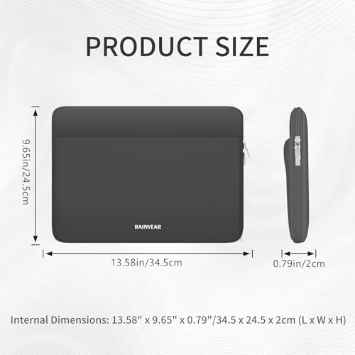 RAINYEAR Laptop Sleeve Case 13.3 Inch, Protective Portable Case with Front Pocket, Briefcase Handbag Laptop Bag Compatible with 13.3-14 Inch Laptop PC, 14 Inch MacBook Pro M5 M4 M3 M2 M1, Gray - color: Gray, size: 13.3-14 inch