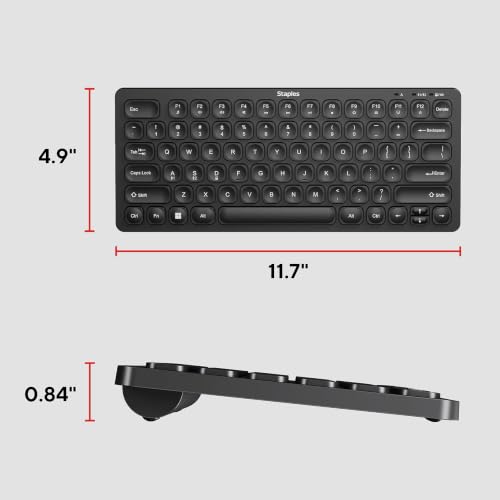 STAPLES TECH Mini Slim Wireless Keyboard, Black - style: Mini