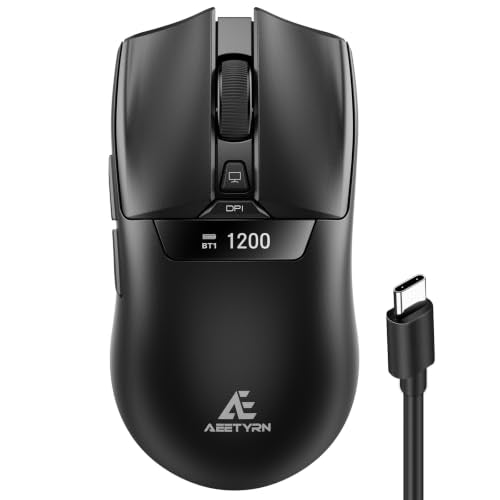 Wireless BT Mouse with Smart LED Screen, 3 Modes(2.4G & BT5.1/5.2) Connect Up to 3 Devices, Rechargeable, Silent Click, 5 DPI Levels, Ergonomic Optical Mice for Laptop PC Mac Windows, Black