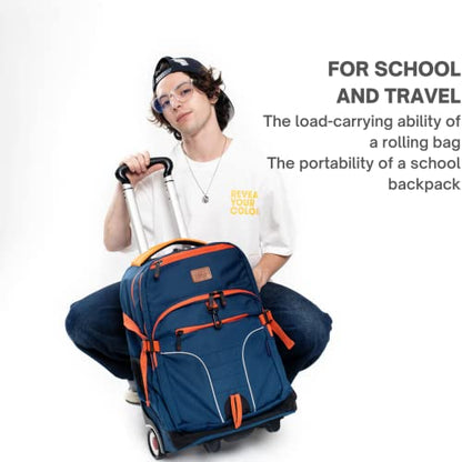 J World Lunar Rolling Backpack. Laptop Bag With Wheels. Wheeled Carry-On Travel Luggage, Black, 19.5 x 13 x 8 Inches - color: Black