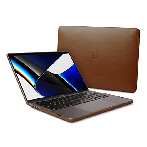 Dreem Euclid MacBook Pro Case - 16-Inch Hard Laptop Cover for MacBook Pro 2021, Luxurious Vegan Leather, Top and Bottom Shells for Protection, Slots for USB Ports - Chocolate - color: Chocolate, size: MacBook Pro 16"