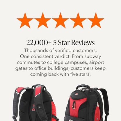 SwissGear 1900 Scansmart TSA 17-Inch Laptop Backpack, Black/Red - color: Red/Black