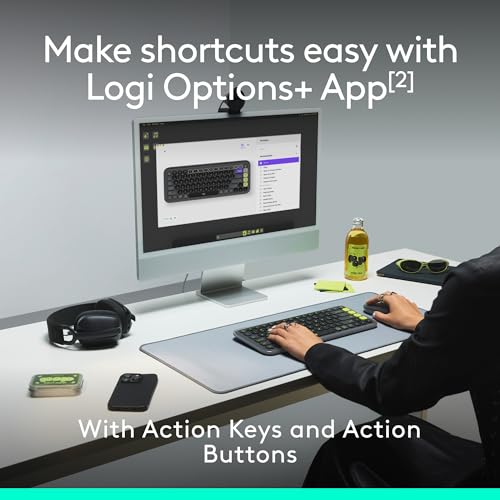 Logitech POP ICON Combo Keyboard and Mouse - Graphite and Off-White | Comfortable typing, programmable keys and buttons, quiet clicks, Bluetooth, easy-switch up to 3 devices - color: Graphite White, style: Combo