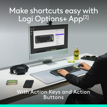 Logitech POP ICON Combo Keyboard and Mouse - Graphite and Off-White | Comfortable typing, programmable keys and buttons, quiet clicks, Bluetooth, easy-switch up to 3 devices - color: Graphite White, style: Combo