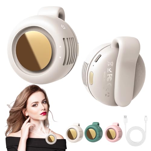 Portable Silent Mini Bladeless Fan Clip On, Small Fan Clip on for Shirt & Waist, Adjustable 3-Speed Suspended Whirlwind Fans, For Outdoor & Travel & Office, Travel Accessories, Gift - color: white