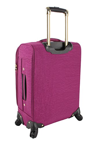 Steve Madden Designer-Gepckkollektion Leichter Softside-Koffer fr Damen und Herren strapazierfhige 50,8 cm groe Tragetasche mit 4 rollenden Spinner-Rdern, Peek-a-boo Purple, 20in, Carry on Bag With - color: Peek-a-boo Purple, size: 20 inches