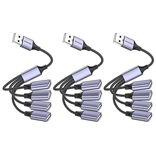 1 in 4 Out USB Splitter Cable 4 Port USB for Car, USB 2.0 Hub 2Pack - size: 3pack