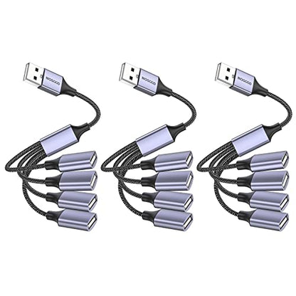 1 in 4 Out USB Splitter Cable 4 Port USB for Car, USB 2.0 Hub 2Pack - size: 3pack