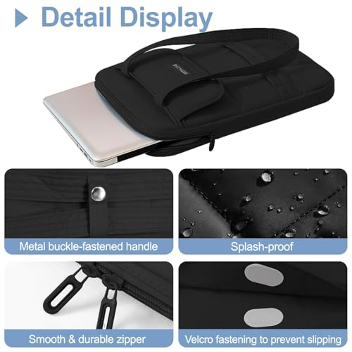 Laptop Bag 13-14 Inch, 360° Protective Puffy Laptop Sleeve, Laptop Case Compatible with MacBook Air 13.6 M5 M4 M3 M2 M1/Neo/Pro 13/14,HP Dell ASUS Lenovo, Black | 14.37"x10.24"x1.38" - color: Black