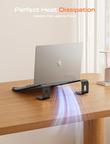 LOXP Laptop Stand for Desk, Aluminum Laptop Riser Holder with Wrist Support | Removable Notebook Stand Ventilated Cooling Computer Riser Ergonomic Lectern Mount Compatible with 10-17” Laptops - color: Black
