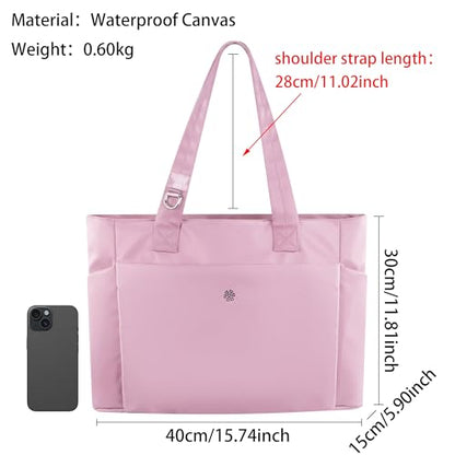 questAll Lightweight Large Capacity Laptop Tote for Women, Waterproof Carnvas Shoulder Bag, Fits 15" Laptop 9006 - color: Red