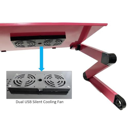 Adjustable Lap Laptop Computer Portable CPU Cooling Fan Ergonomic Vented Table Stand Desk Tray (480 * 260mm with Mouse Pad & Double Fans, Black) - color: Black, size: 480*260mm with Mouse Pad & Double Fans