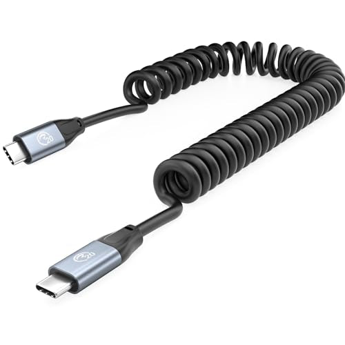 UseBean Coiled USB C to USB C Cable 100W 3.3ft, USB C 3.2 Gen2 20Gbps 4K Video Retractable Cable, Type C Charger Cord Fast Charging for iPhone 17 16,MacBook Pro/Air,iPad Pro,Galaxy S26/S25/S24