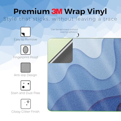 Glossy Glitter Laptop Skin Compatible with Apple MacBook Neo - Papercraft Blue - Premium 3M Vinyl Protective Wrap Decal Cover - Easy to Apply | Crafted in the USA by MightySkins - color: Papercraft Blue, size: MacBook Neo Full Cover Skin, style: Glossy Gl