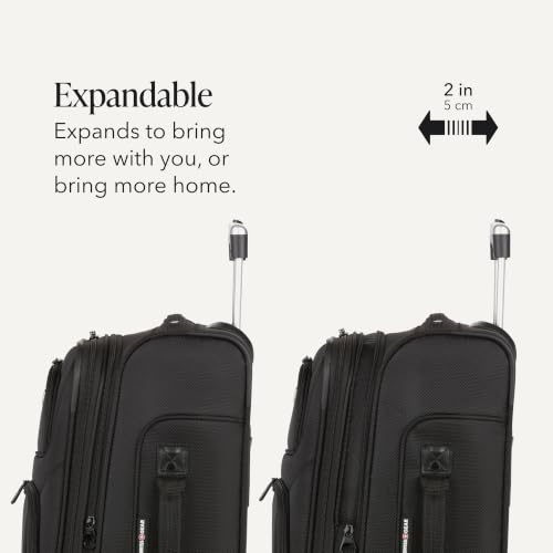 SWISSGEAR Sion 2-Piece Travel Set, Softside Expandable Carry-On Spinner Bundled with 1900 ScanSmart 17" Laptop Backpack with RFID Blocking & Tech Organization, Black - color: Black, size: 2-Piece Set (Carry-On/Backpack)