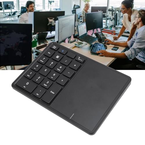 XUMIUZIY Numeric Keypad, 22 Keys Dual Modes Bluetooth4.2 Wire Less Number Pads with Touchpad, Slim External Numpad Keyboard for Laptop Desktop PC (Black) - color: Black