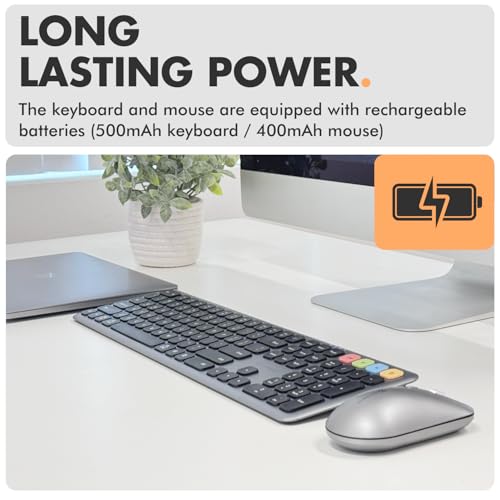 X9 Bluetooth Keyboard and Mouse Combo (Bluetooth, 2.4Ghz, USB C Wired) - Slim Wireless Rechargeable Keyboard and Mouse, Multi-Device Keyboard and Mouse for PC, Mac, Laptop, iPad, iOS, Android