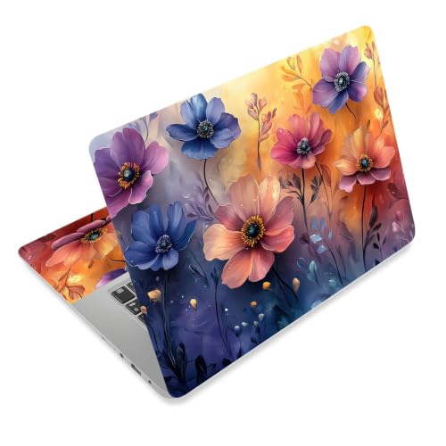 Laptop Skin Sticker Decal for 12 13 13.3 14 15 15.6 in, Universal Vinyl Waterresistant Protector Cover for Notebook PC Netbook, Computer Decor for Women Girls Pastel Flowers - color: Pastel Flowers
