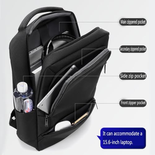Business Smart Travel Backpack, Lightweight Waterproof Laptop Backpack | Large Durable Commuting Casual Daypack with USB Charging Port, for Men Women Work Travel College - color: Black