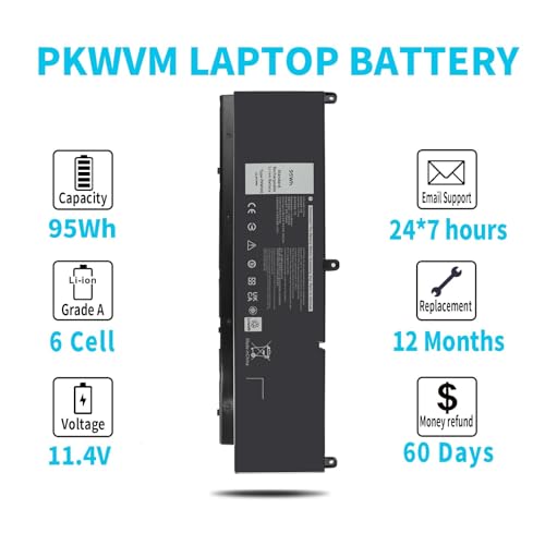 Emanjor 95Wh Type PKWVM 11.4V Laptop Battery Replacement for Dell Precision 7550 7560 7750 7760 P93F P93F001 P93F002 P44E P44E001 P44E002 453-BBCQ C903V CR72X 17C06 0CR72X 0447VR 068N03