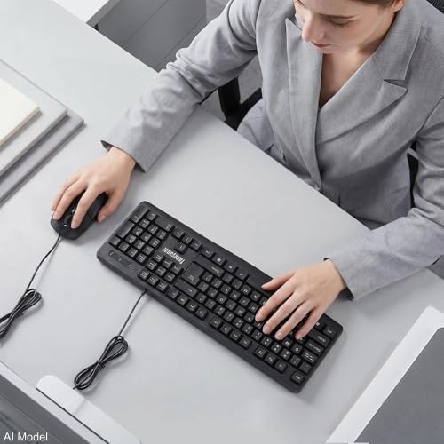 Tongyangat Wired Keyboard and Mouse Combo, Full-Size USB Keyboard with Numeric Keypad, Ergonomic Wired Mouse, Plug & Play, Compatible with Windows, Mac, Laptop, Desktop, Computer (Black) - color: T907-Black