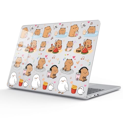 for MacBook Air 13.6 Inch Case M5/M4/M3/M2 2026-2022 Release A3449 A3240 A3113 A2681 Cute Capybara Kawaii Animal Design Crystal Clear Girly Case Laptop Protective Hard Shell Cover - color: Capybara