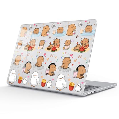for MacBook Air 13.6 Inch Case M5/M4/M3/M2 2026-2022 Release A3449 A3240 A3113 A2681 Cute Capybara Kawaii Animal Design Crystal Clear Girly Case Laptop Protective Hard Shell Cover - color: Capybara