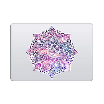 Mandala Laptop Sticker Decal - Removable Waterproof White Vinyl Decals Stickers - Mandalas Purple Pink Sticker Starry Night Partial Skin Compatible with Computer MacBook Air Pro 13 15 inch Mac - color: Pink on White (Darker Laptop)