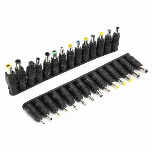 Universal Power Supply Plug DC 5.5x2.1mm Adapter Tips Connector Kit, 28pcs Power Converters for Laptop Notebook, Compatible for ThinkPad, Balance Bikes Scooters