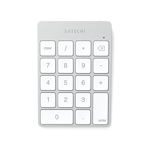 Satechi Slim Aluminum Bluetooth Keypad, Wireless Number Pad with 18 Keys, Micro USB Rechargeable Numpad, External Number Pad for MacBook Air/Pro/Neo, iPad Air/Pro, iMac, PC - Silver - color: Silver, size: Micro USB