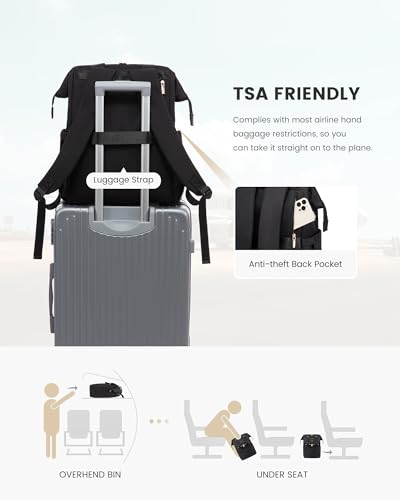 LOVEVOOK Laptop Backpack for Women, 15.6 Inch Work Laptop Bag with USB Port, Fashion Teacher Nurse Backpack Purse, Waterproof Travel Computer Backpack with Organizer Bag, 2PCS, Beige-Black